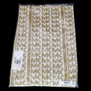 Michael Kors Signature Brown Gold Scarf Acrylic MK Multi-Logo 2019 NEW $58